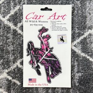 Pink Camo Bucking Bronco Car Art Decal (NEW)